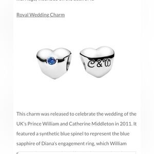 Authentic Pandora Rare Royal Wedding Charm 2011 Limited Edition